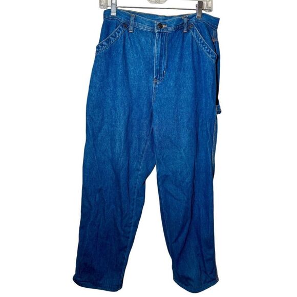 Vintage 90s Bill Blass Petites Baggy Carpenter Blue Jeans Women’s 6P (28x27) - Picture 1 of 3